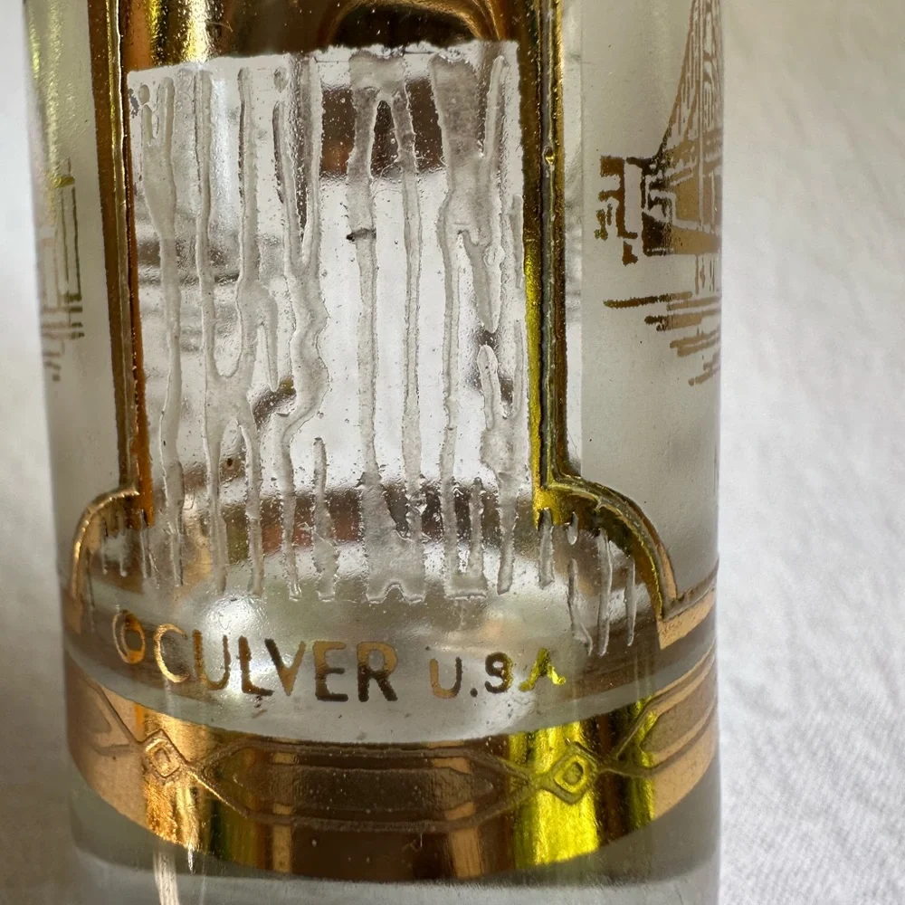 22k Gold Trim Culver Icicles Tall Mackinac Bridge Michigan Souvenir Shot Glass